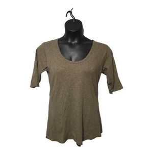 Indigenous Designs Organic Essential Olive Green Scoop Tee Large
